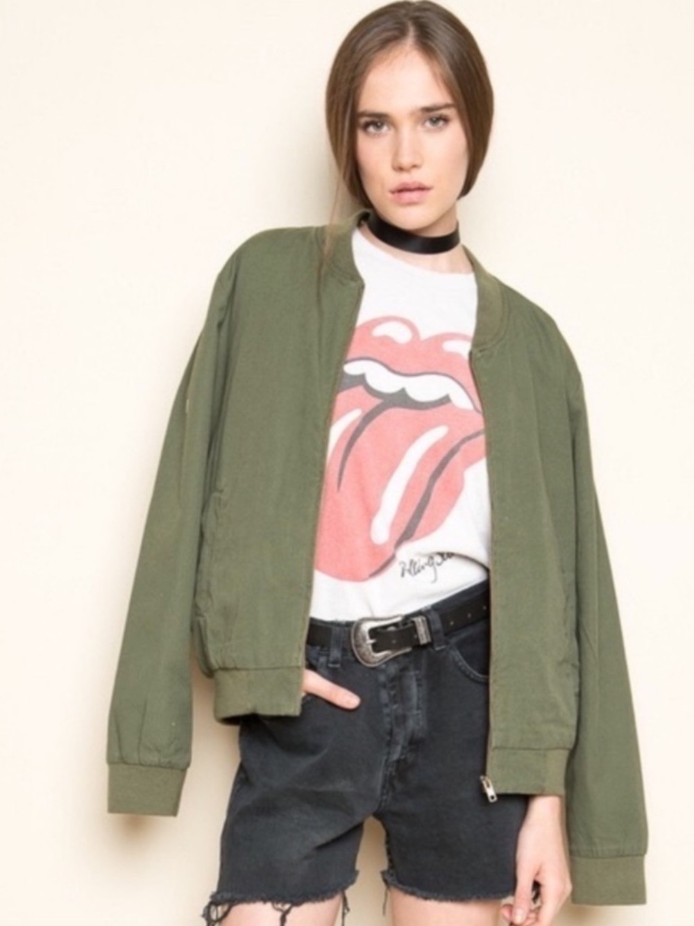 Brandy💗Melville Green Bomber Jacket • Cotton • One Size